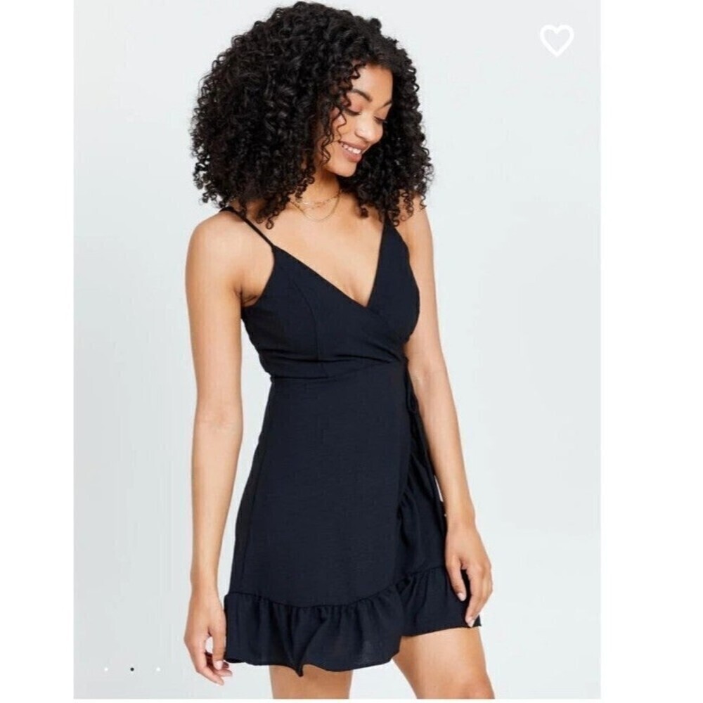 Lottie Moss Faux Wrap Dress Small Black Sundress Black Cocktail